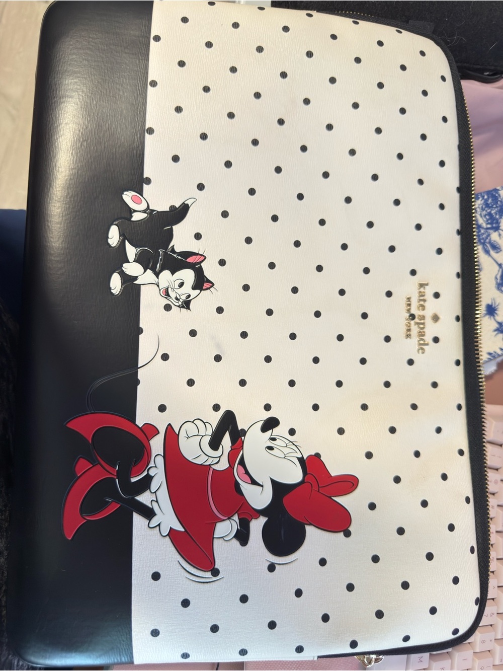 kate spade White Black Red Minnie Mouse Polka Dot Laptop Sleeve - Picture 6 of 9